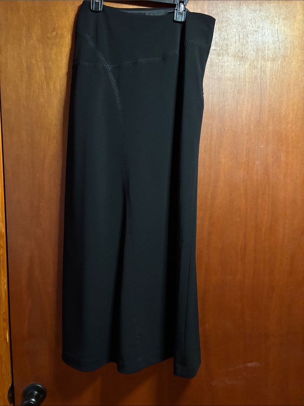 Cato Black Skirt with Subtle Stitch Detail. Side zipper
